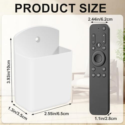 2 PCS Self Adhesive Remote Holder Wall Mount Control Holders | Small Wall Mounted TV Remote Bracket Air Conditioner and Pen Organizers and Accessories for Home Office School (White) - color: White