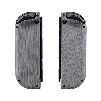 eXtremeRate DIY Replacement Shell Buttons for Nintendo Switch & Switch OLED, Brushed Silver Soft Touch Custom Housing with Full Set Button for Joycon Handheld Controller - Console Shell NOT Included - color: Brushed Silver