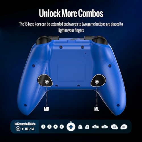 BETMI Wireless Controller Compatible with Xbox|PC, Built-in Audio Jack | Built-in Audio Jack/Macro/Turbo/Hall Effect Joysticks/2.4GHz Dongle, Compatible with Xbox One, Series X/S (Blue/Black)