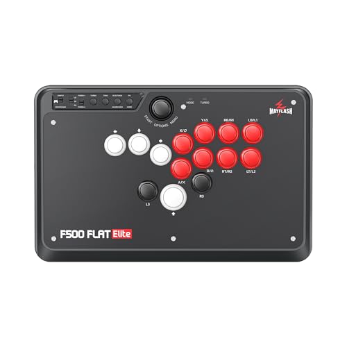 MAYFLASH F500 FLAT Elite Fight Stick All Button Arcade Leverless Controller with Sanwa OBSF buttons for PS4, PC, Xbox Series S/X, Switch/Switch 2, Steam Deck, macOS, Android, Raspberry Pi and more