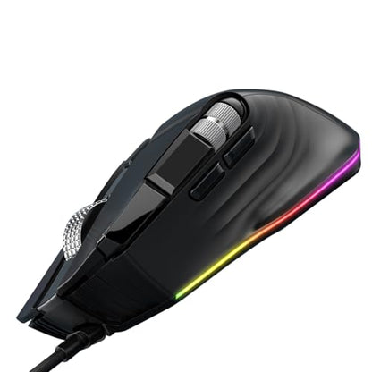 GOWENIC RGB Gaming Mouse, 11 Programmable Buttons, 7 Lighting Modes, 1200-12400 DPI, Ergonomic Design, with Dual Scroll Wheels and 20 Macro Slots, for PC Computer Gaming