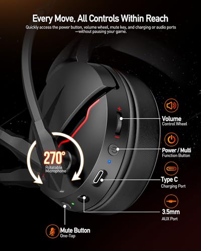 acer Wireless Gaming Headset, PS5 Headset with 2.4GHz for Ps5, Ps4, PC, Switch, Bluetooth 5.3 + 100Hrs Gaming Headphones with Noise Canceling Mic for Laptop, Mobile, Mac, 50mm Drivers (Black) - color: Black
