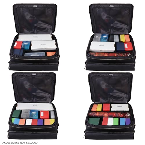 ENHANCE MTG Bag Compatible with Deck Box, Top Loader Binder, MTG Commander Deck & more TCG Trading Card Accessories - Trading Card Travel Bag with Card Defender Screen, Customizable Interior (Black) - color: Black