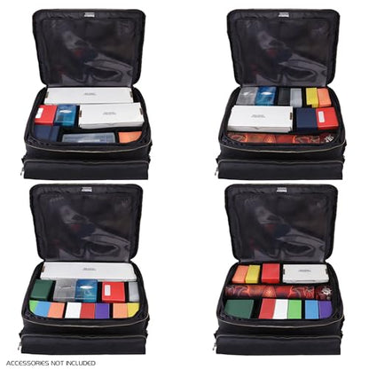 ENHANCE MTG Bag Compatible with Deck Box, Top Loader Binder, MTG Commander Deck & more TCG Trading Card Accessories - Trading Card Travel Bag with Card Defender Screen, Customizable Interior (Black) - color: Black