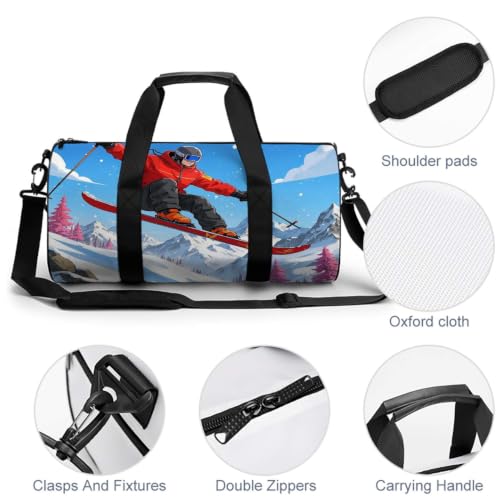 17 Inch Snowboard Graphic Sports Backpack Full Print Mountain Landscape Outdoor Gym Bag with Shoe Compartment (06)