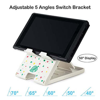 Tscope Foldable Switch Stand for Nintendo Switch/Switch 2/Lite/OLED, Adjustable Compact Portable Holder, Cute Leaf Design Gaming Stand Accessories (White) - color: White