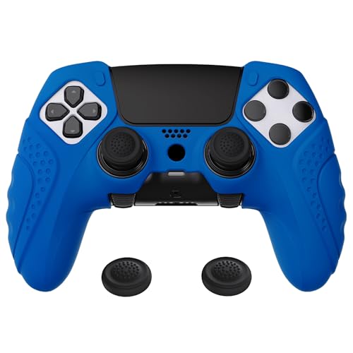 PlayVital Guardian Edition Anti-Slip Ergonomic Silicone Cover Case for ps5 Edge Controller, Soft Rubber Protector Skin for ps5 Edge Wireless Controller with Thumb Grip Caps - Blue - color: Blue