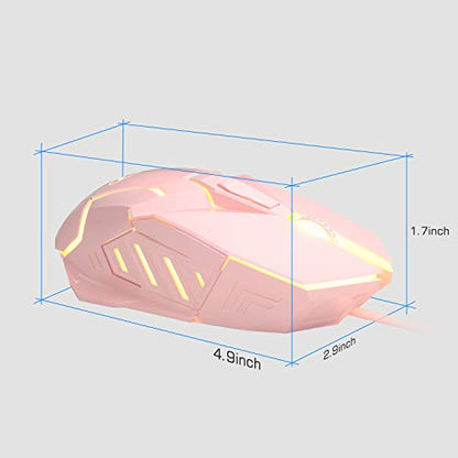 MageGee G10 Gaming Mouse Wired, 7 Colors Breathing LED Backlit Gaming Mouse, 6 Adjustable Speeds, Ergonomic Optical Computer Mouse with 7 Buttons for Windows PC Gamers - color: pink