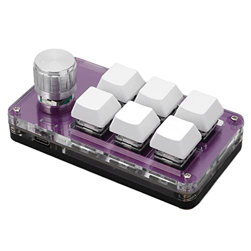 Sanpyl Mini Macro Mechanical Gaming Keyboard, 6 Keys One Handed USB PC Keypad with Knob, Programmable Shortcut Custom Function, for, for Vista