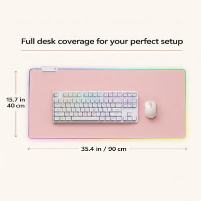 Pink RGB Gaming Mouse Pad, 35.4 × 15.7 Inch XXL Mouse Pad for Desk, 13 Light Modes, Non-Slip Rubber Base, Waterproof, for PC Laptop Office Gaming Use - color: Pink 35.4 ×15.7‘’