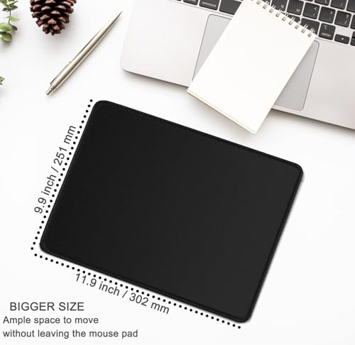 Mouse pad, Gaming Mouse pad Durable Stitched Edge, Premium-Textured Water Resist Mousepad, Non-Slip Rubber Base Mouse Pads for Computers, Laptop, Gaming, Home, Office, 11.8 x 9.9 in, Black - color: Black, size: 11.8L x 9.9W inches