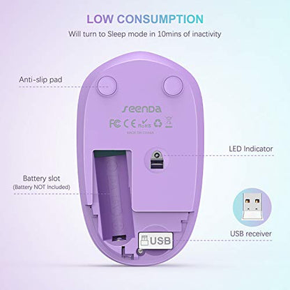 seenda Wireless Mouse for Laptop, 2.4G Noiseless Mouse with USB Receiver - Optical Tracking Portable Computer Mice for Chromebook, PC, Tablet, Windows System, 24 Months Battery Life -Mint Green&Purple - color: Mint Green and Purple