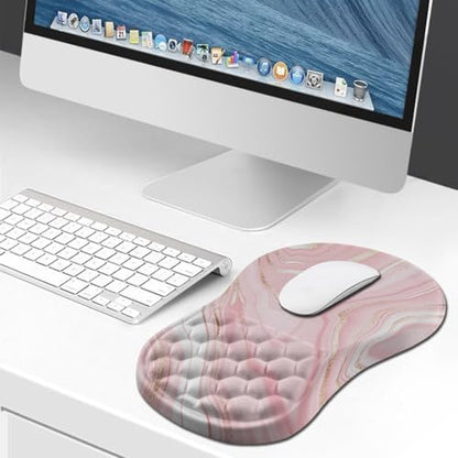 Hokafenle Ergonomic Mouse Pad Wrist Support, Wrist Rest Mousepad for Carpal Tunnel Pain Relief with Integrated Memory Foam Slope Massage Bulge (11.8x7.9 inch,Pink Fluid - color: KM02-Pink Fluid