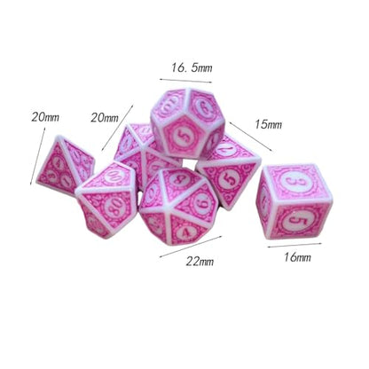 harayaa 7 Pieces Polyhedral Dice Set Multi Sides Dices Game Dices Resin Dices Counting Dices Acrylic Structure Suitable for Classroom Role Playing Par, Pink