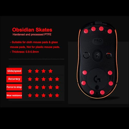 X-Raypad Jade Speed Mouse Skates, Offers Excelent Wear Resistance, Speed & Control Abrasion Resistance, Curved Edge, Move More smoothly, Suitable for Cloth Mouse Pads & Glassmouse Pads (Obsidian) - color: Obsidian