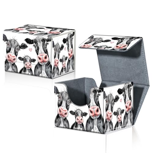 Card Deck Box for MTG Trading Cards with Magnetic Closure,Premium Card Storage Box Case Cover for TCG CCG Magic Cards,Cow Family - color: Cow Family