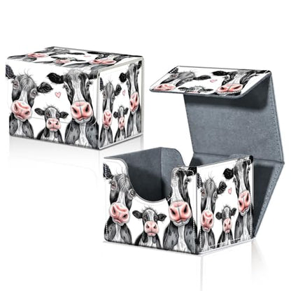 Card Deck Box for MTG Trading Cards with Magnetic Closure,Premium Card Storage Box Case Cover for TCG CCG Magic Cards,Cow Family - color: Cow Family