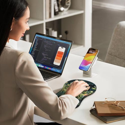 Mouse Pad with Wrist Rest, Canjoy Ergonomic Wrist Support with Massage | Ergonomic Massage Design & Relax and Relieve Fatigue & Non-Slip & PU Base, Comfortable Computer Mousepad for Office Home - color: Curious Cat