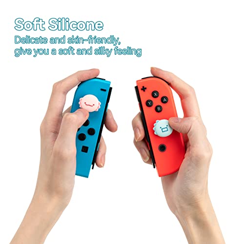 GeekShare Cute Silicone Joy Con Thumb Grip Caps, Joystick Cover Compatible with Switch/OLED/Switch Lite,4PCS - Dinosaur & Axolotl - color: Green, Brown, Pink