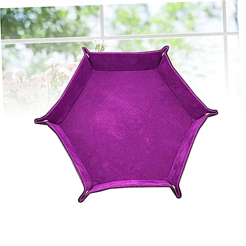 BESPORTBLE Hexagon Dice Tray Pu Leather Storage Box Folding Dice Cup for Gaming Easy Clean and Portable