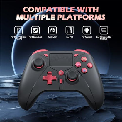 Gamrombo Wireless Controller for PS5/PS5 Pro/PS5 Slim with 2.4G Adapter, Compatible with PS4/Switch/Windows, Dual Vibration/Macro/Turbo Function, 3.5mm Audio Jack - color: Black