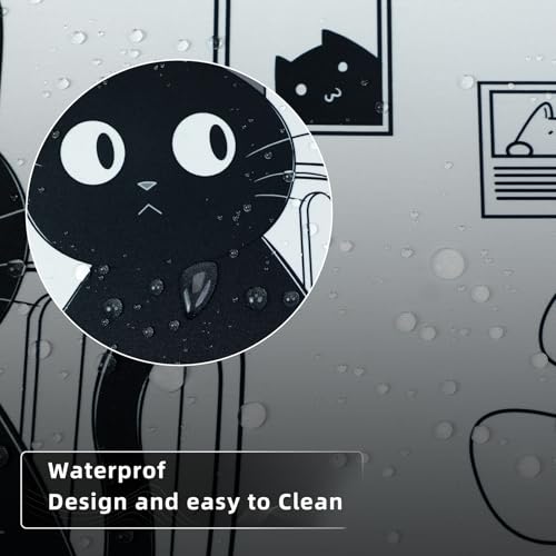 Gaming Mouse Pad for Computer,Large Mouse Pads for Desk Keyboard, Black Anime Cat Desk Mat Laptop,Cute XXL Waterproof Keyboard Pad,Extended Big Non-Slip Rubber Mousepad (Black Cat) - color: Black Cat