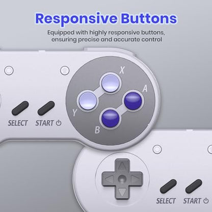 SAFFUN Wireless SNES Controller for SNES & Switch 1/2, PC, Mac (Purple) | (Rechargeable), (Plug & Play), (2.4GHz SNES & USB Receiver), Compatible with Switch Online / Switch OLED, Raspberry Pi - color: Wireless for Switch/SNES Purple