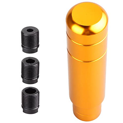 BARTOO Aluminum Weighted Manual Shift knobs, Long Stick Shift Knob Gear Shifter Knobs, Car Accessories Lever Cover Head Universal Shifter Knobs with 3 Threaded Adapters (Gold) - color: Gold