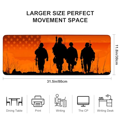 Mouse Pad, Large Anti-Slip with Stitched Edges Desk Mat Desktop Laptop Computer Desk Keyboard Mat,Table Protector Blotter Mat (Soldier, 31.5" x 11.8") - color: Soldier, size: 31.5" x 11.8"