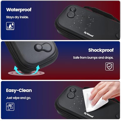 Carrying Case 3 in 1 Set for Lenovo Legion Go S 2025 | Hard Travel Pouch with TPU Silicone Cover Kickstand and 2 Pack Tempered Glass Screen Protector, Portable Storage Bag - Black
