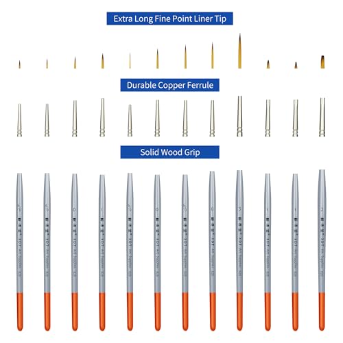 XDT#820 Detail Paint Brush 12 Piece Set for Acrylic Painting, Miniature Paint Brushes for Model Craft and Body Painting, Acrylic Oil Watercolor - color: Grey 12pc