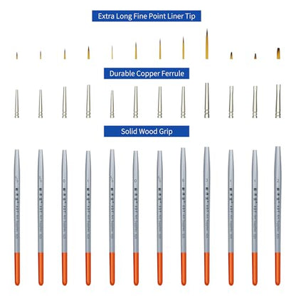 XDT#820 Detail Paint Brush 12 Piece Set for Acrylic Painting, Miniature Paint Brushes for Model Craft and Body Painting, Acrylic Oil Watercolor - color: Grey 12pc
