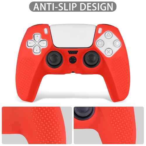 Baval Silicone Cover for Playstation 5 PS5 DualSense Wireless Controller | Scratch-resistant, Easy install, Silicone Construction, Portable Carrying Silicone Cover, Red Silicone Cover - color: Red Silicone Cover