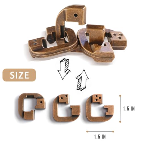 Fun Metal Brain Teaser Puzzle Games - 3PCS Adults Mind 3D Toys -Teens IQ Insight Challenge - Educational Gift for Ages 12+ - color: E 3pcs Chain Set, size: Large Size