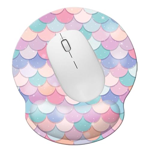 Ergonomic Memory Foam Wrist Support Mouse Pad Comfortable Padded Wrist Mousepads 9in X10in Pain Relief Desktop Mouse Mat (Sweet Mermaid Foam) - color: Sweet Mermaid Foam