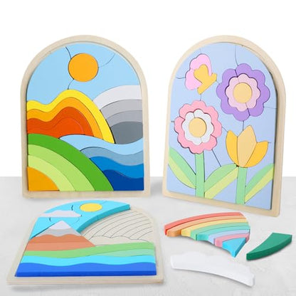 Jigsaw for Baby Boys,Wooden Puzzles for Toddlers 3-5,Toddler Puzzles | Boys Girls Birthday Gift for Kids Ages 4-6, Toddler Puzzles Montessori Toys for 3 Year Old, Great Gifts for 3+ Year Olds