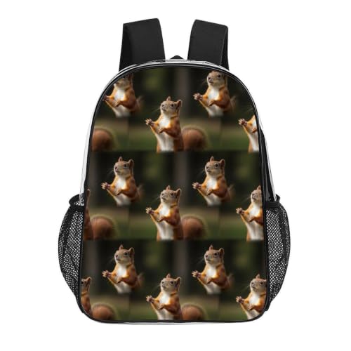 Reinforced Strap Clear See Through Backpack Concert Festival | Reinforced Strap, Squirrel Funny Animal, Bookbag with Storage Compartments, for Work Security Check - color: Pattern (502)