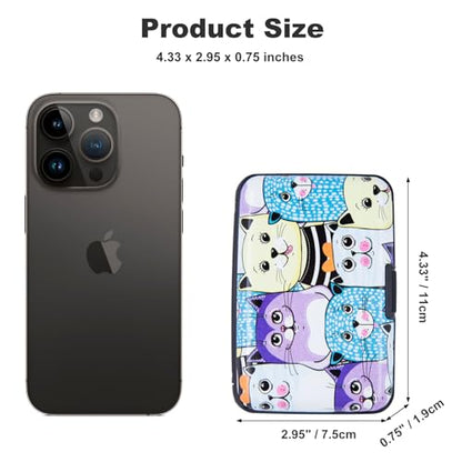 ELFISH Mini RFID Aluminum Wallet Credit Cards Holder Business Card Case Metal ID Case for Men Women (Color cat) - color: Color cat