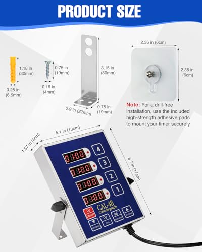 Commercial Kitchen Timer for Cooking, 4 Channel Timer Restaurant Kitchen Supplies, Heavy-Duty Timer - Stainless Steel | Digital LED Technology | Reminder Function | Loud Alarm - size: 4 channel