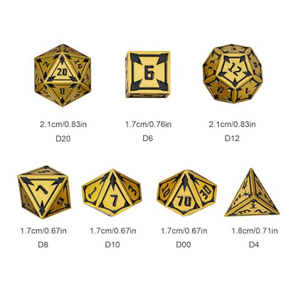 UDIXI Metal Dice Set D&D RPG DND Dice Set for Role Playing Games (Gold) | 7-Pieces, Lozenge Pattern, Zinc Alloy Material, Gorgeous Gift Case, DM Gift, for Dungeons and Dragons Role Playing Games - color: Gold