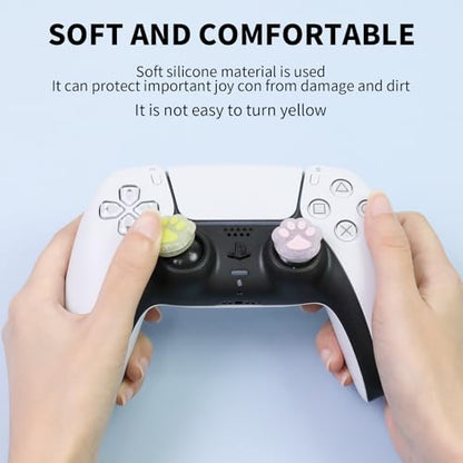 Glitter Cat Paw Switch 2 Joycon Thumb Grips Caps, 4 PCS Cute Kawaii 3D Silicone Analog Thumbstick Button Cover for PS5/PS4, Xbox Series X/S, Xbox One, Switch PRO Controller Joystick Caps - color: Multicolor Paw for NS2