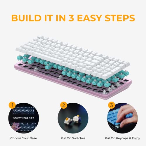 GLORIOUS Gaming GMMK 2 Full Size (96%) Barebones (Frame Only) - Mechanical Gaming Keyboard Frame, Full Size (96%), Aluminium, Customisable, Per Key RGB, American QWERTY Layout - Pink - color: Pink, size: Barebone Full Size (96%)