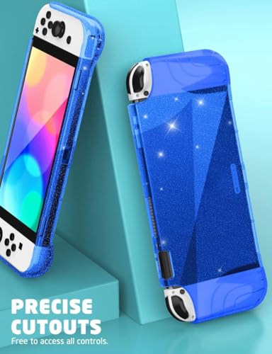 Mumba Case for Nintendo Switch OLED 2021 [Thunderbolt Series] Clear Protection with Ergonomic TPU Handle Compatible with New Switch OLED 7 inch Console and Joy-Con (Blue) - color: Blue