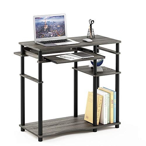 Furinno Abbott Computer Desk with Bookshelf, French Oak Grey/Black - color: French Oak Grey/Black, size: 19 Inch