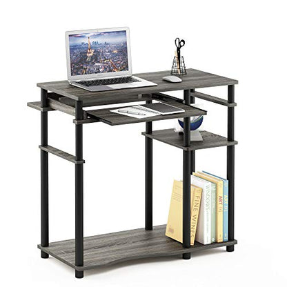 Furinno Abbott Computer Desk with Bookshelf, French Oak Grey/Black - color: French Oak Grey/Black, size: 19 Inch