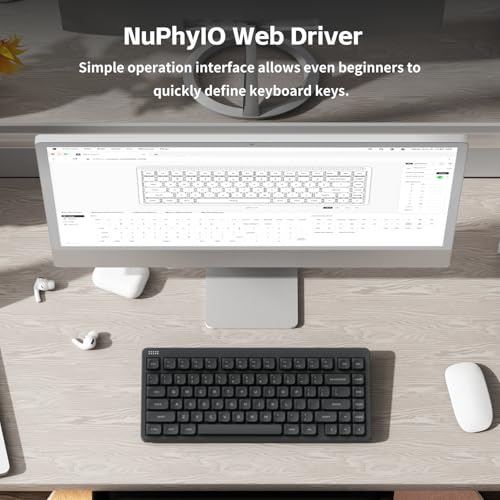 NuPhy Node75 Wireless Mechanical Keyboard, 75% Hot Swappable Custom Keyboard, 82 Keys Computer Gaming Keyboards, Supports Touch Gestures, PBT Keycaps, RGB Backlit, Bluetooth/2.4GHz/USB-C - color: Gray, size: High-profile Brown Max Switch