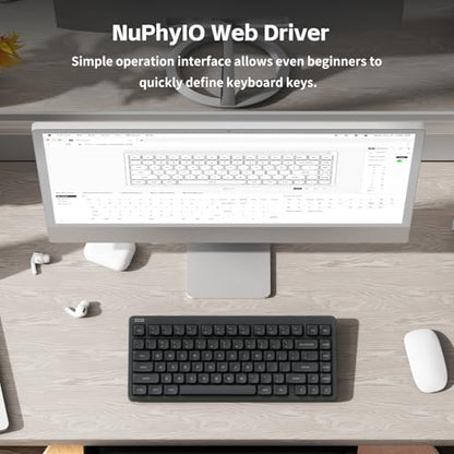NuPhy Node75 Wireless Mechanical Keyboard, 75% Hot Swappable Custom Keyboard, 82 Keys Computer Gaming Keyboards, Supports Touch Gestures, PBT Keycaps, RGB Backlit, Bluetooth/2.4GHz/USB-C - color: Gray, size: High-profile Brown Max Switch