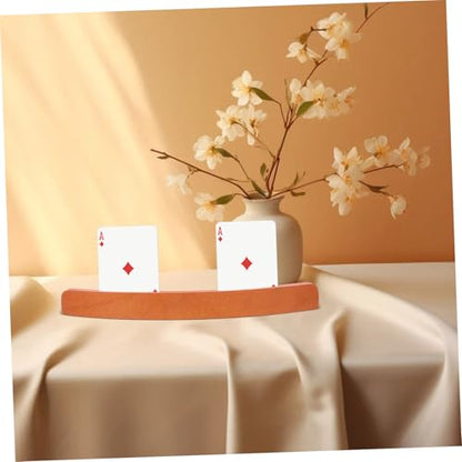 Hemobllo Wooden Card Holder Rack for Organizing Playing Cards Display Stand for Easy Access and Efficient Sorting and Family Fun