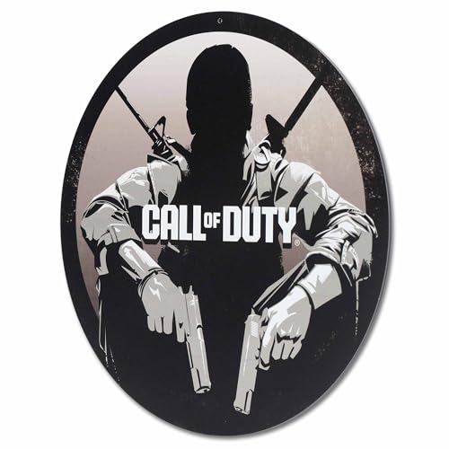 Call of Duty Black Ops Soldier Round Metal Wall Art | Striking Call of Duty Sign for Game Room or Bedroom - color: Gray/Black