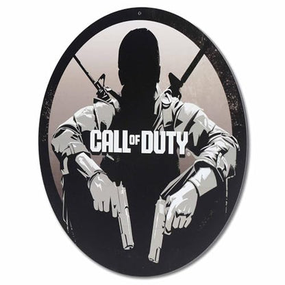 Call of Duty Black Ops Soldier Round Metal Wall Art | Striking Call of Duty Sign for Game Room or Bedroom - color: Gray/Black